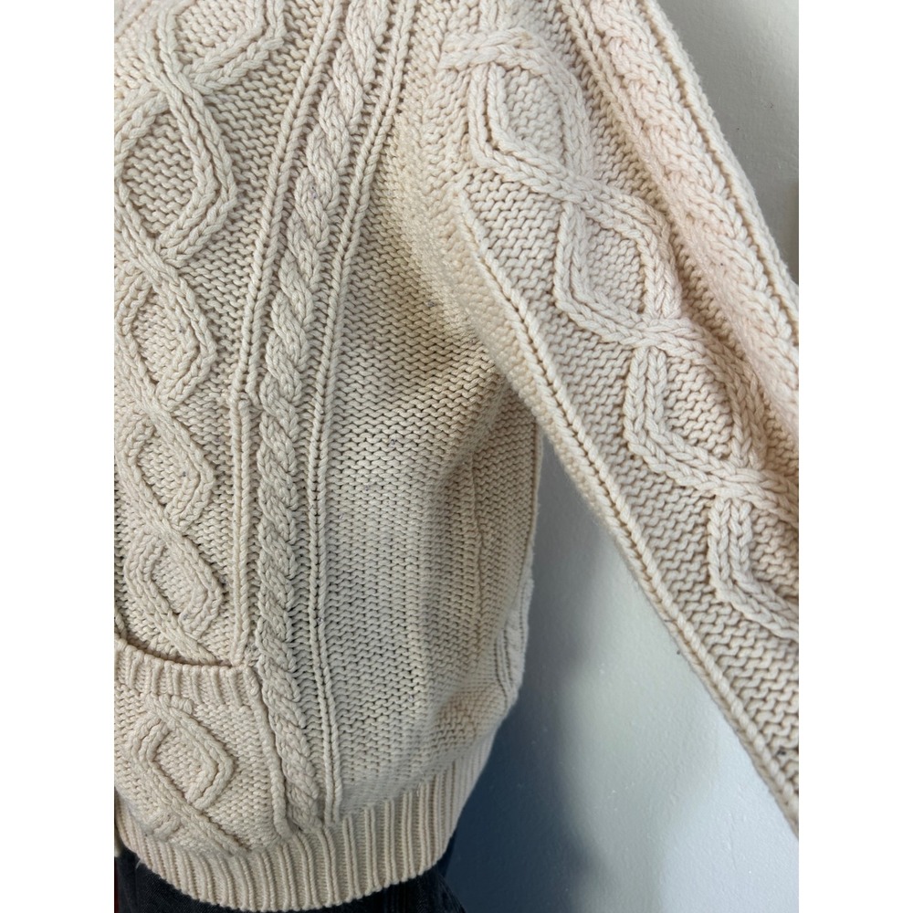 Woodstock Cream Cable‎ Knit Button Up Vintage Cardigan Sweater - Picture 5 of 8